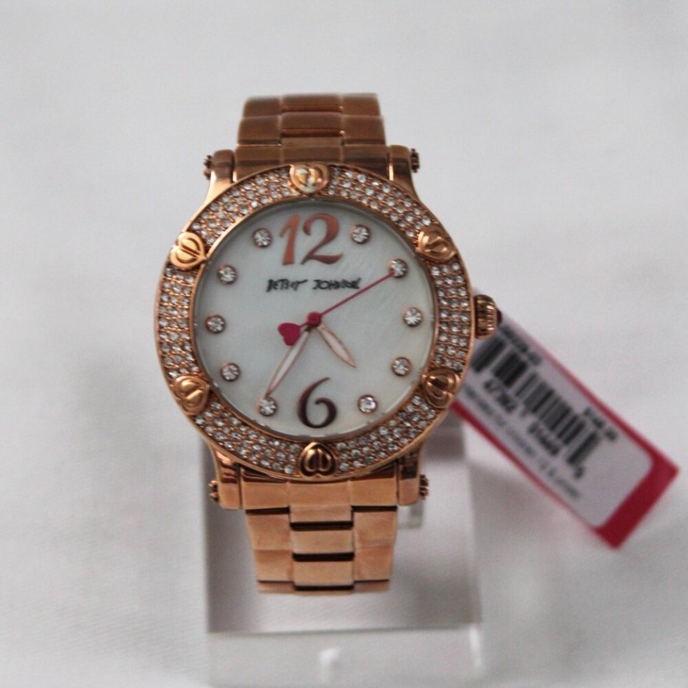 Betsey Johnson Mother of Pearl Gold-tone Dial Women's Watch NIB